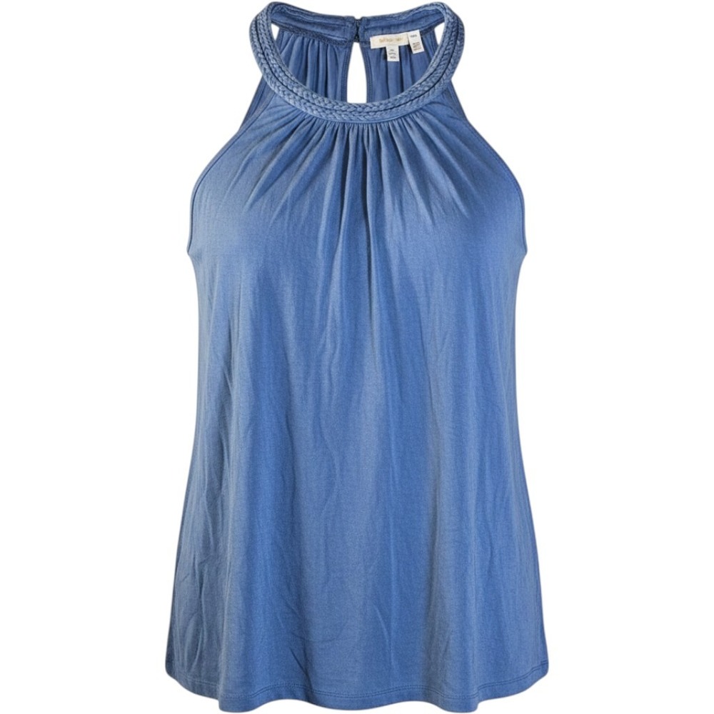 Lucy & Laurel Women's Blue Sleeveless Tank Top Braided Neckline Casual‎